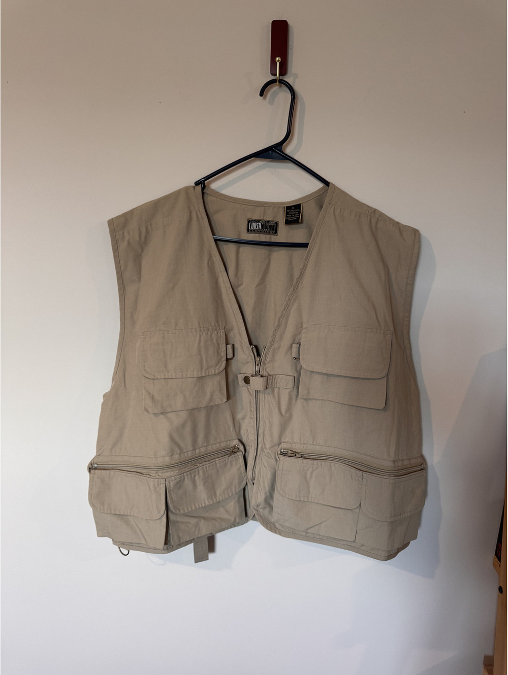VTG Coosa County Clothiers Khaki Fishing Vest Mens Size XL